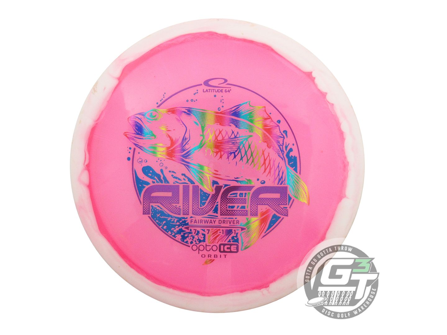 USED Latitude 64 FLYING FISH Opto Ice Orbit River 174g Pink Driver Golf Disc