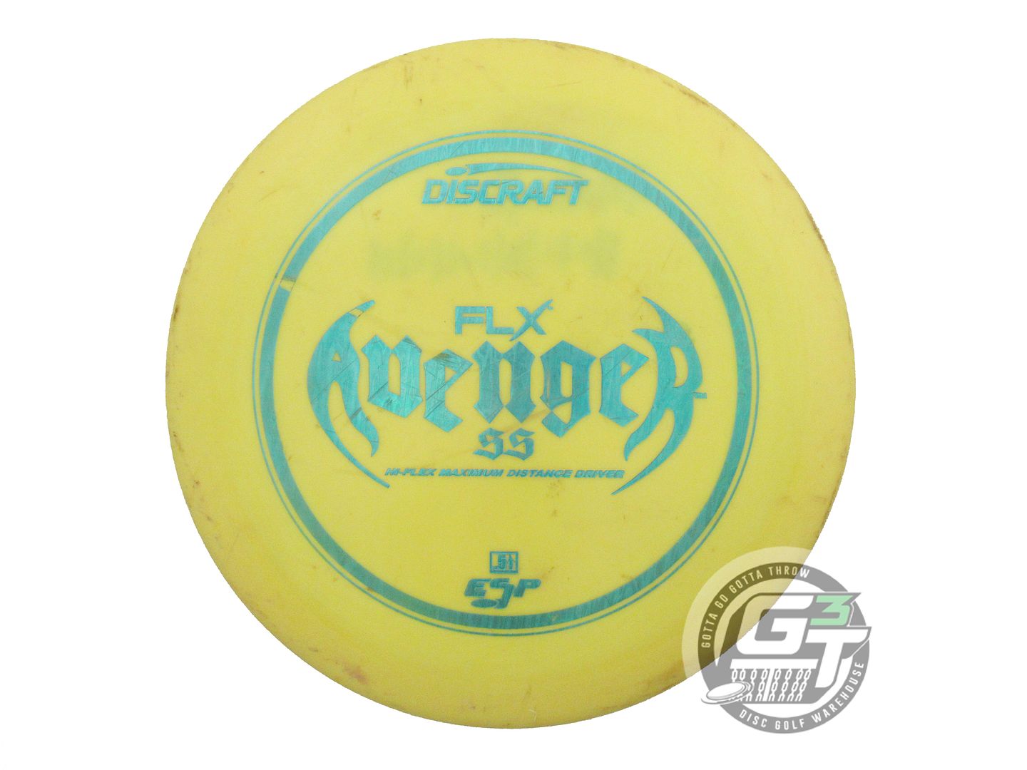 USED Discraft ESP FLX Avenger SS 174g Yellow Teal Foil PFN Distance Driver Disc