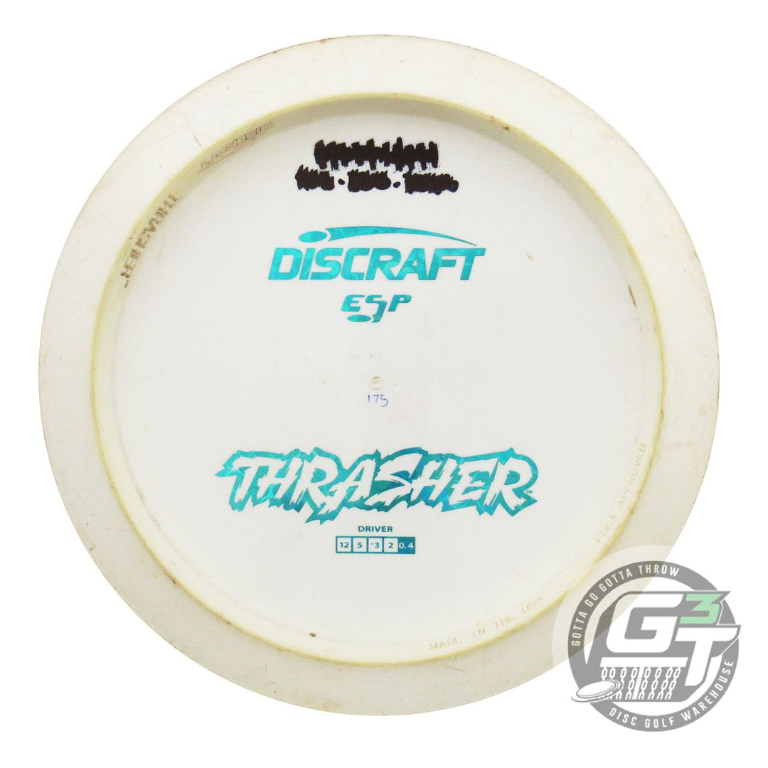 USED Discraft Backstamp ESP Thrasher 176g White Teal Flower Foil Driver Disc