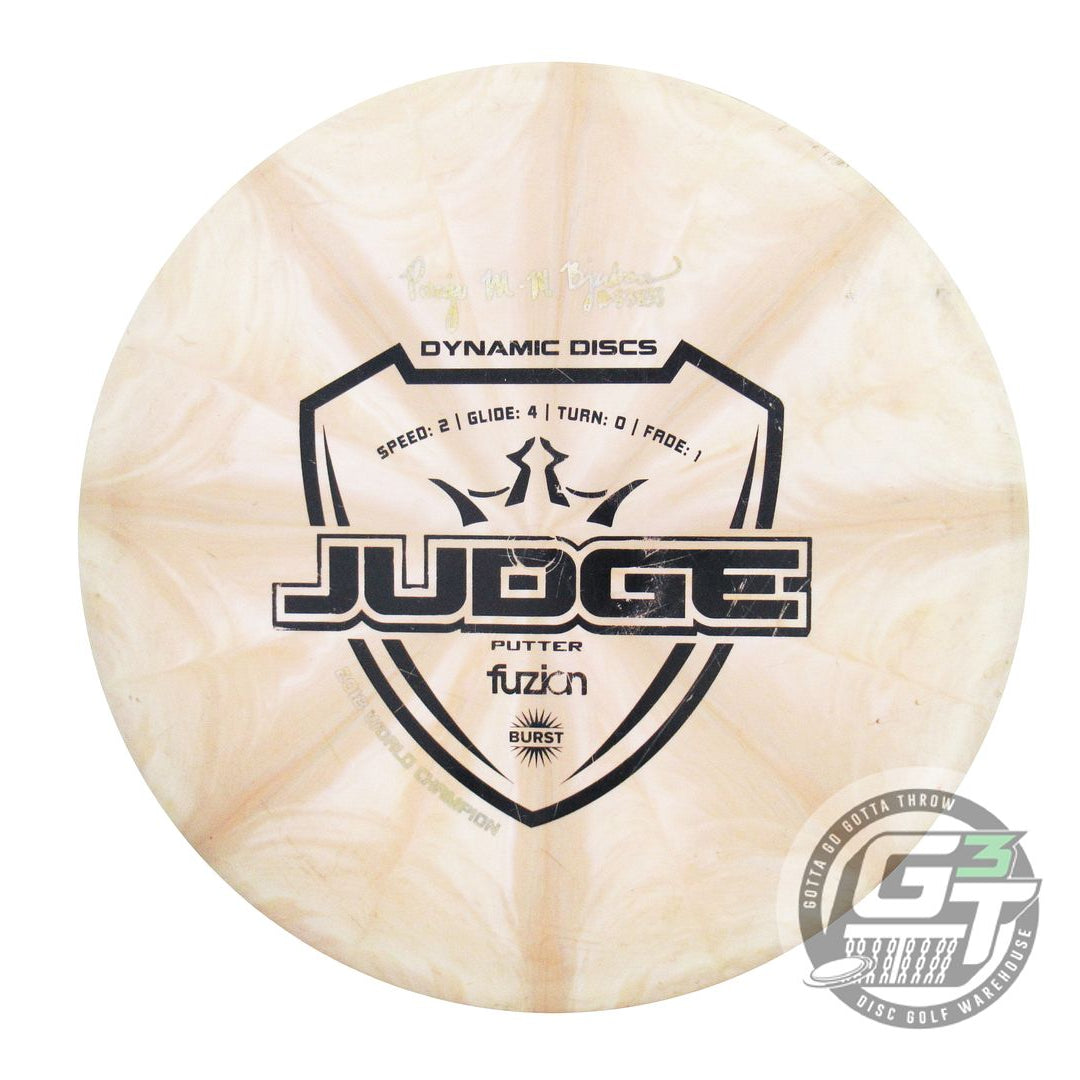 USED Dynamic Discs Fuzion Burst Judge 174g Tan Black Stamp Putter Golf Disc