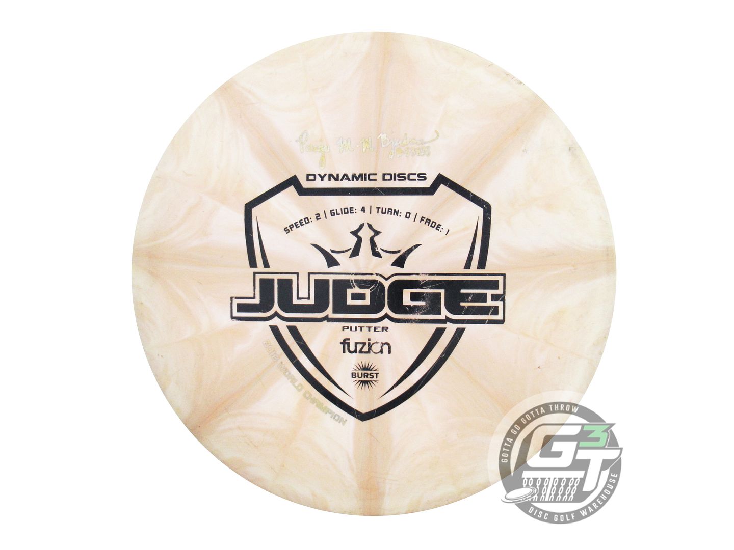USED Dynamic Discs Fuzion Burst Judge 174g Tan Black Stamp Putter Golf Disc