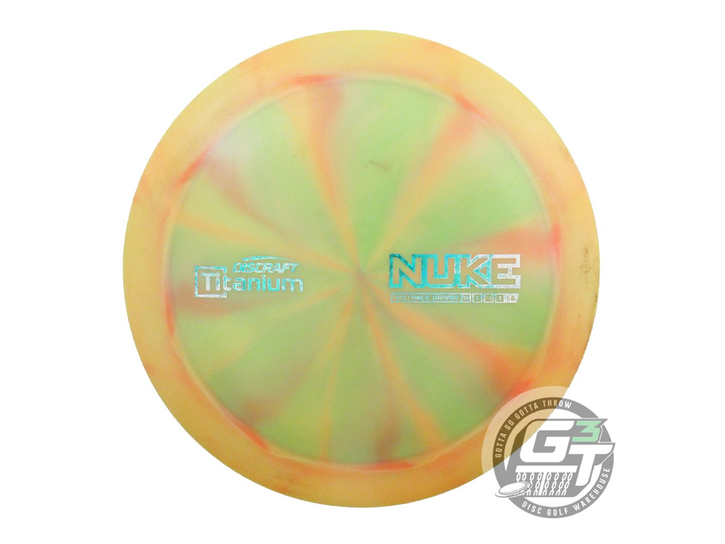 USED Discraft Titanium Nuke 176g Orange-Lime Distance Driver Golf Disc