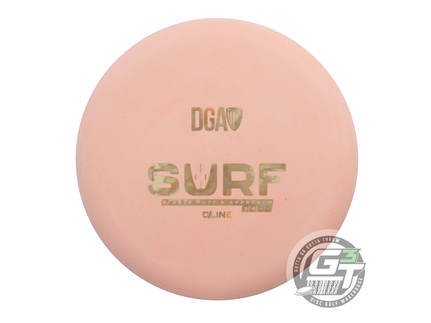 USED DGA D-Line Surf 173g Peach Gold Foil Midrange Golf Disc