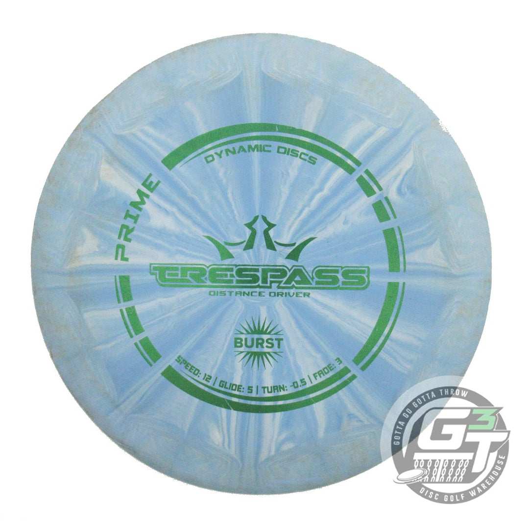 USED Dynamic Discs Prime Burst Trespass 174g Blue Green Foil Driver Golf Disc