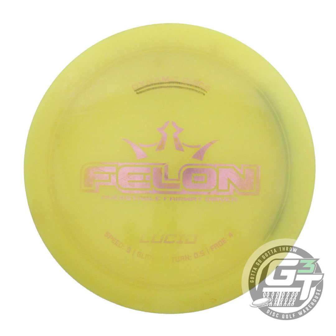 USED Dynamic Discs Lucid Felon 175g Yellow Pink Foil Fairway Driver Golf Disc