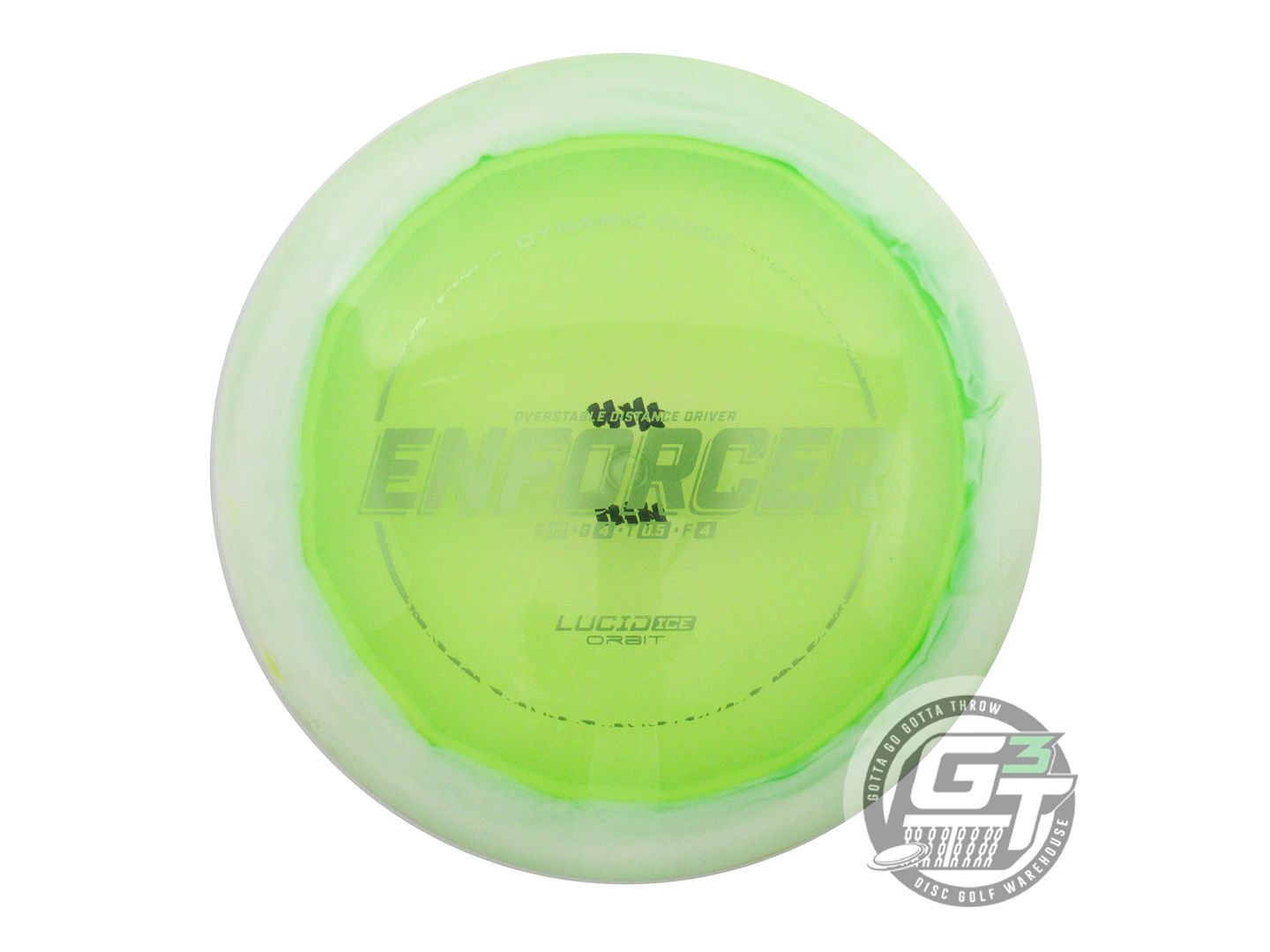USED Dynamic Discs Lucid Ice Orbit Enforcer 173g White-Lime Distance Driver Disc