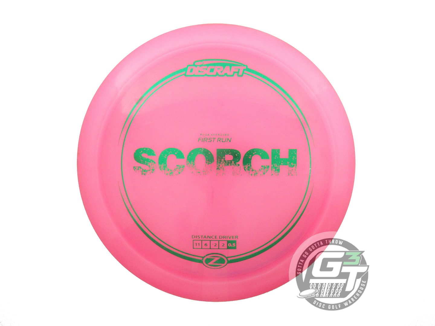 USED Discraft FIRST RUN Z Scorch 173g Pink Green Foil Distance Driver Golf Disc