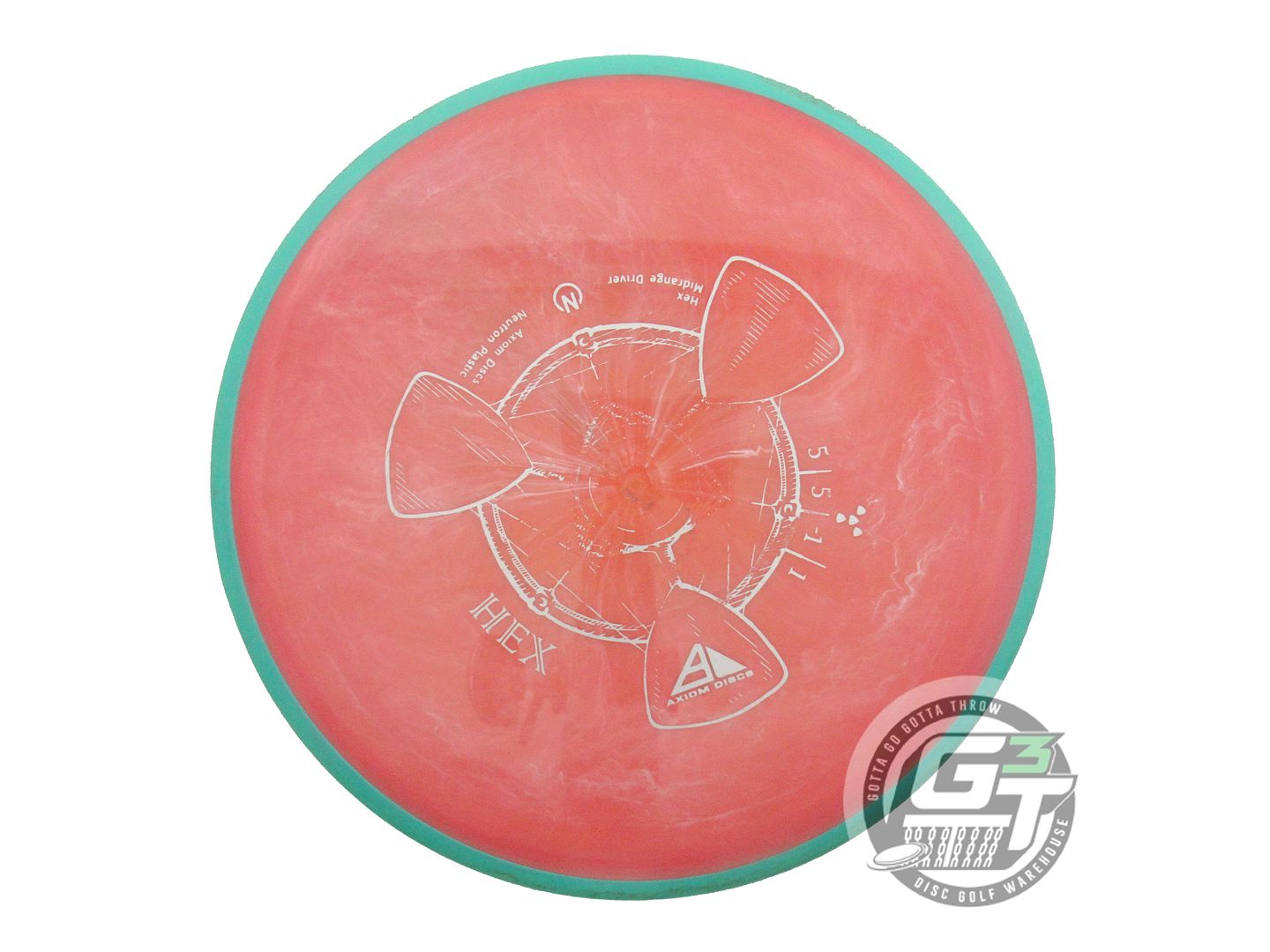 USED Axiom Discs Neutron Hex 175g Pink Seafoam Rim Midrange Golf Disc