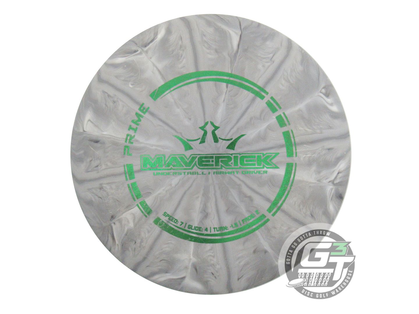 USED Dynamic Discs Prime Burst Maverick 174g Gray Green Foil Driver Disc