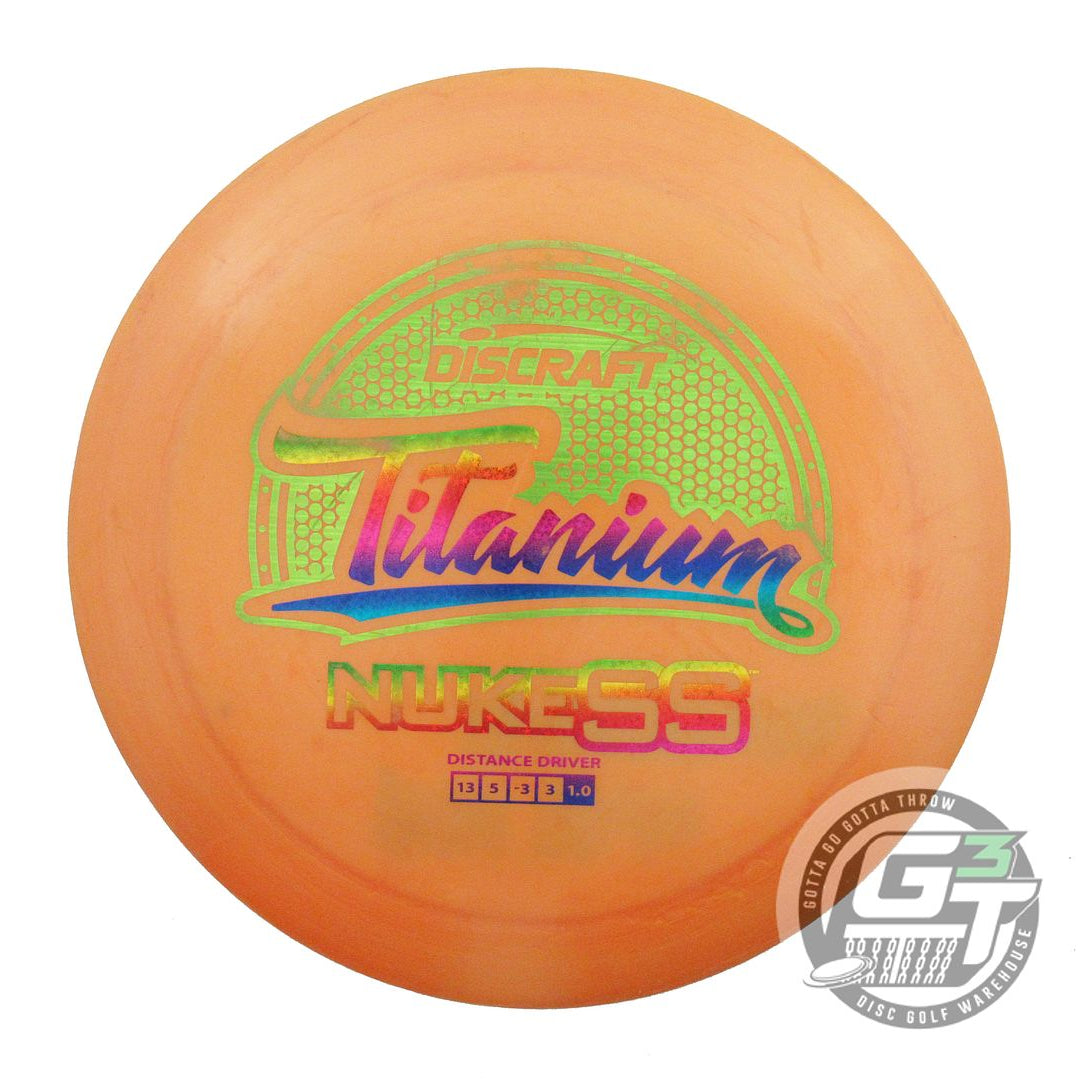 USED Discraft Titanium Nuke SS 174g Orange Lime Laser Foil Distance Driver Disc