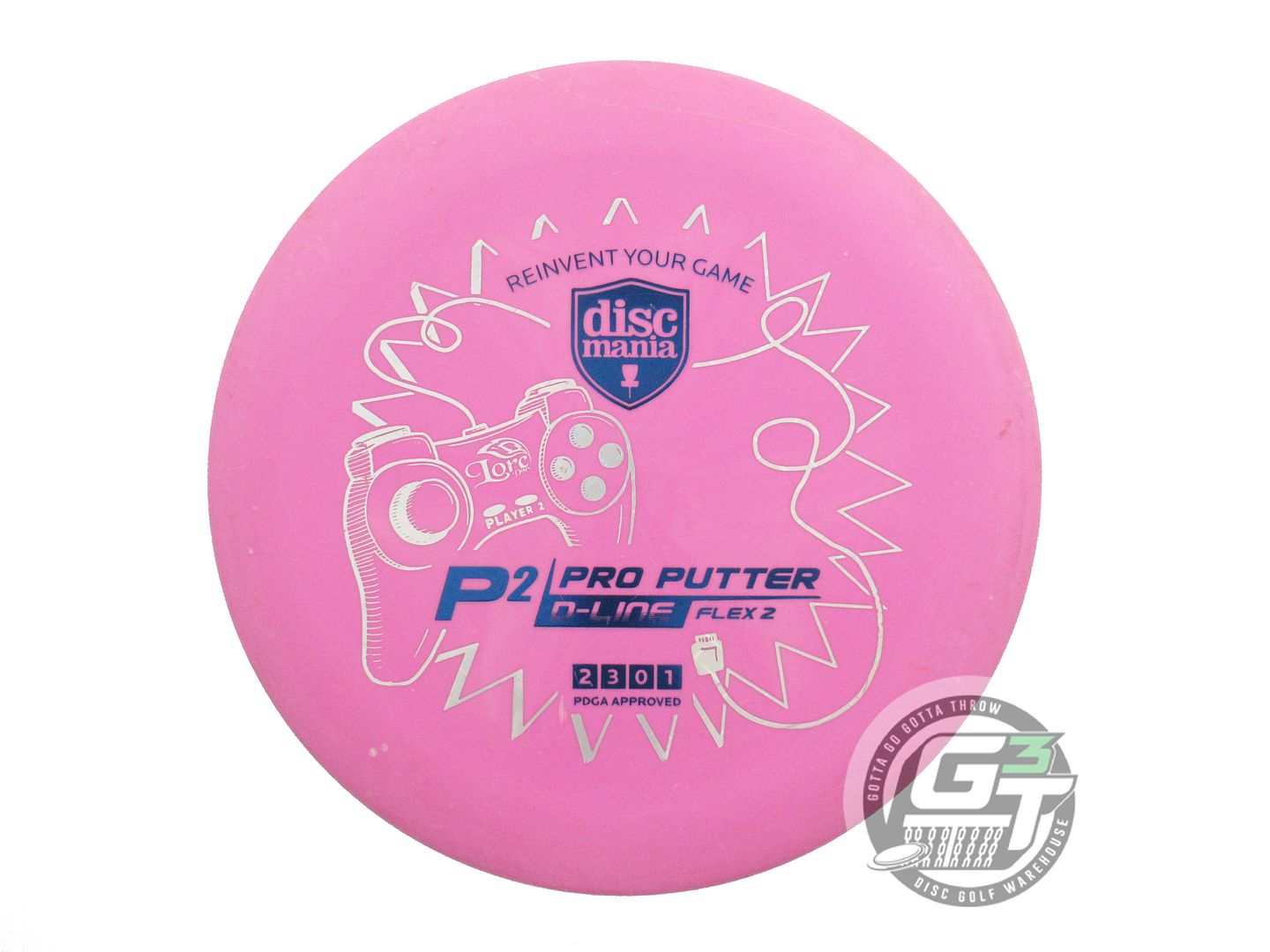 USED DiscMania LORE CONTROLLER D-Line Flex 2 P2 Pro 174g Pink Putter Golf Disc