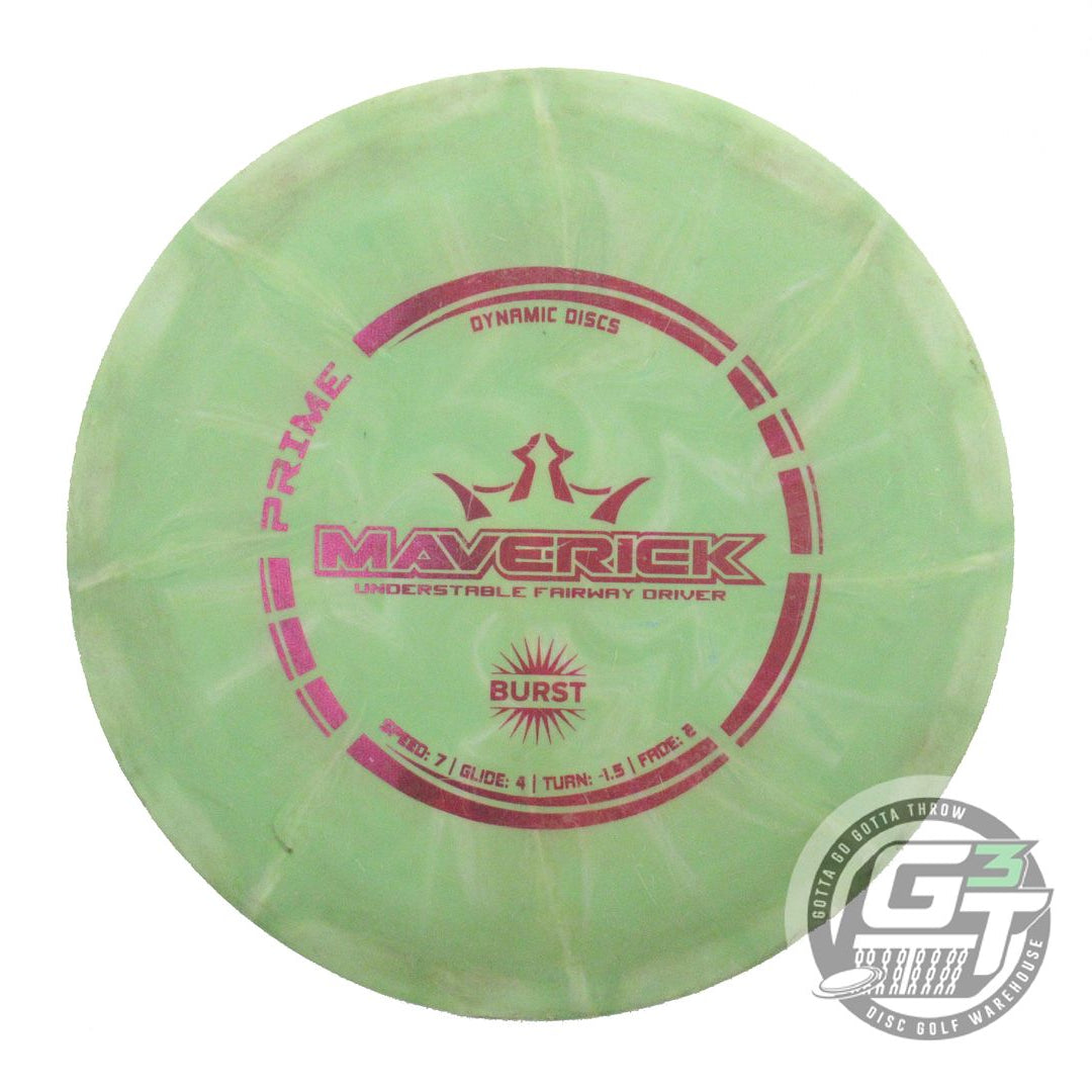 USED Dynamic Discs Prime Burst Maverick 173g Green Magenta Foil Driver Golf Disc
