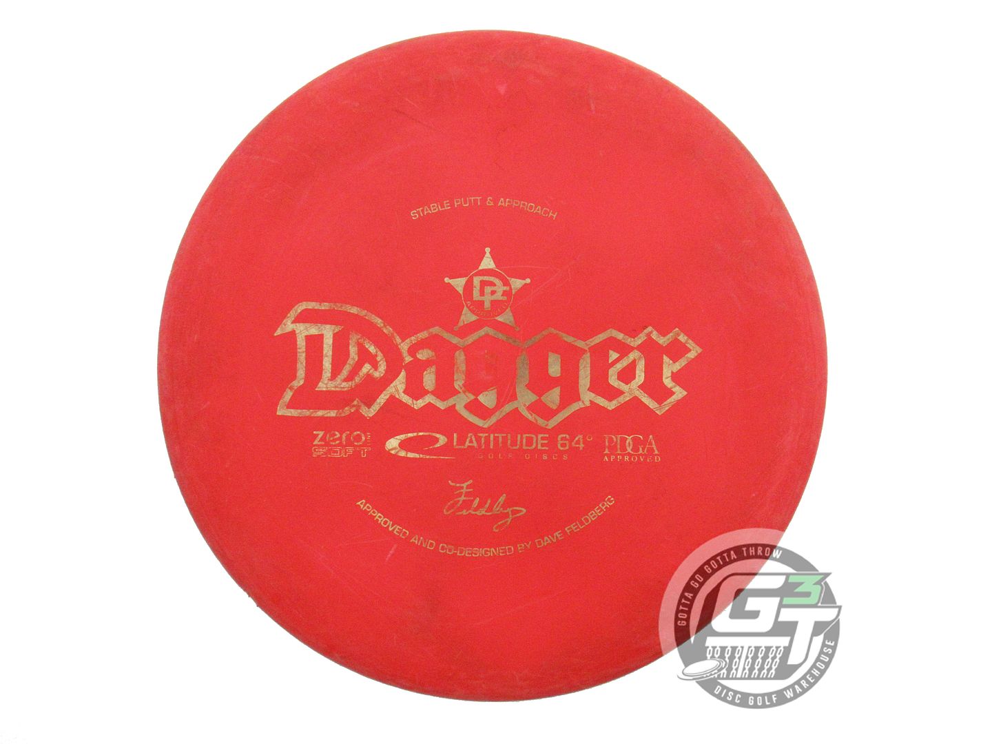 USED Latitude 64 Zero Soft Dagger 174g Red Gold Foil Putter Golf Disc
