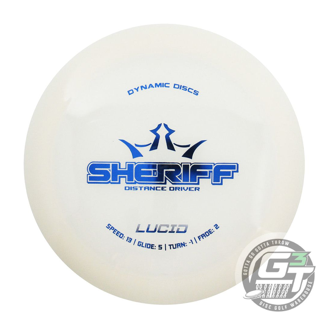 NOS Dynamic Discs Lucid Sheriff 172g White Blue Foil Distance Driver Golf Disc