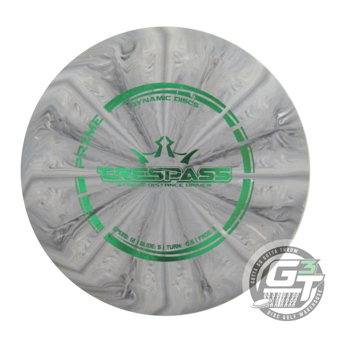 USED Dynamic Discs Prime Burst Trespass 173g Gray Green Foil Driver Golf Disc