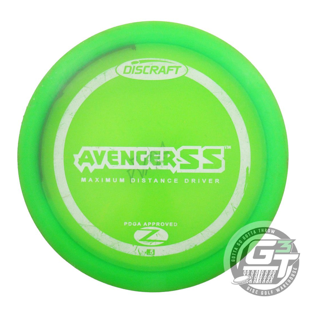 USED Discraft Z Avenger SS 172g Lime White Stamp PFN Distance Driver Golf Disc