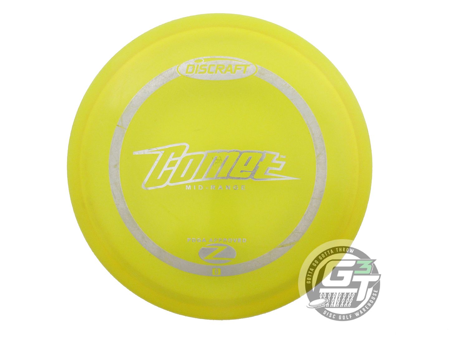 USED Discraft Z Comet 179g Yellow Silver Foil PFN Midrange Golf Disc