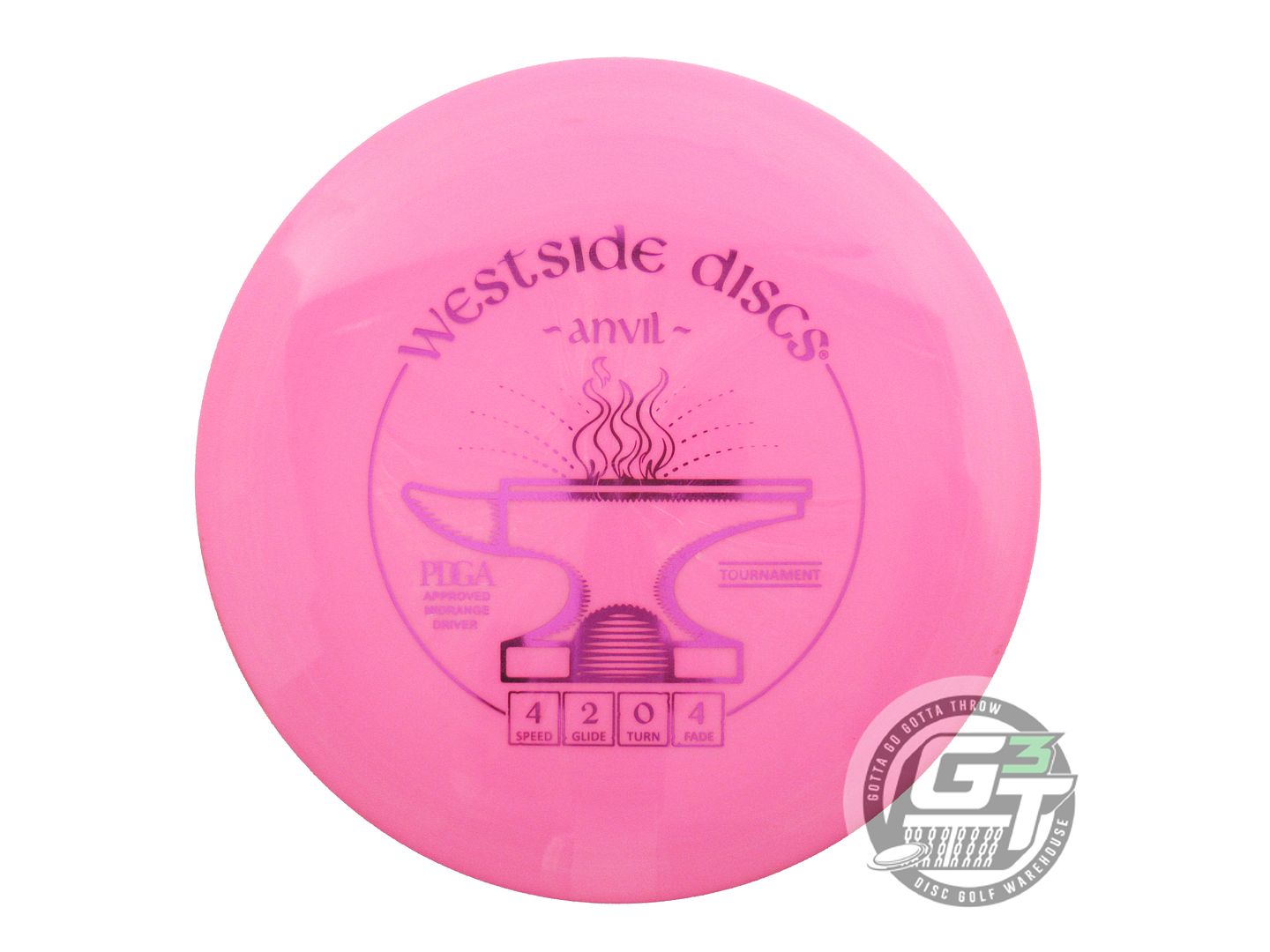 USED Westside Discs Tournament Anvil 174g Pink Magenta Foil Midrange Golf Disc