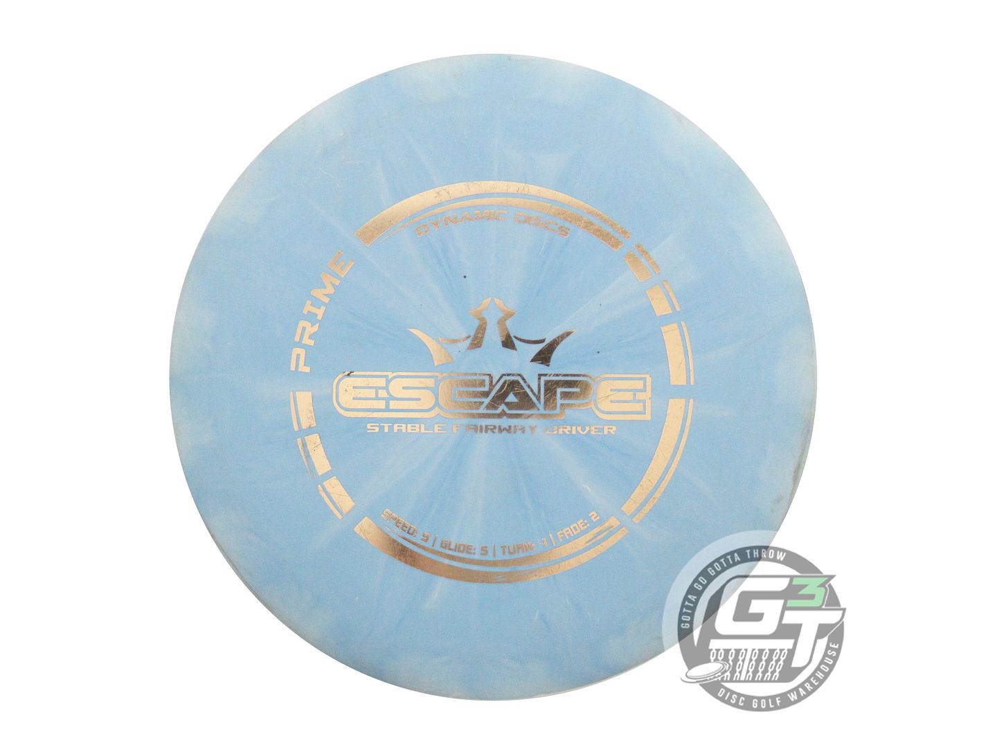 USED Dynamic Discs Prime Burst Escape 174g Sky Blue Gold Foil Driver Golf Disc