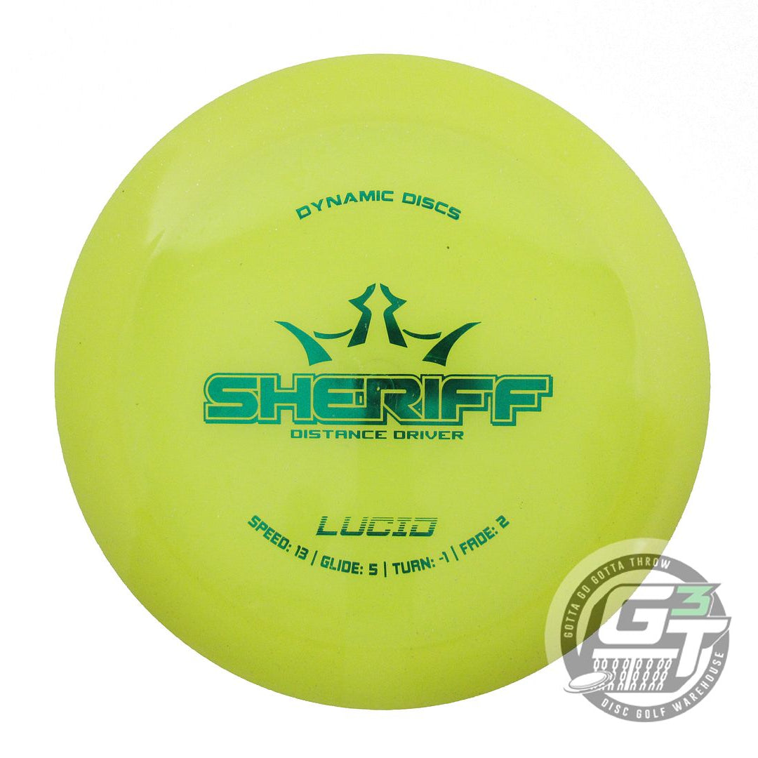 USED Dynamic Discs Lucid Sheriff 173g Yellow Green Foil Distance Driver Disc