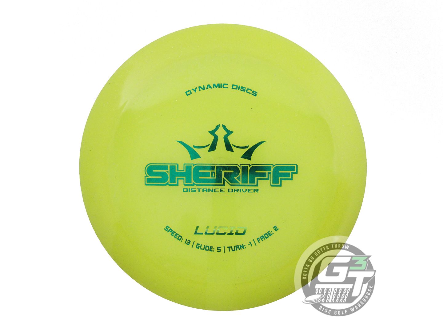 USED Dynamic Discs Lucid Sheriff 173g Yellow Green Foil Distance Driver Disc