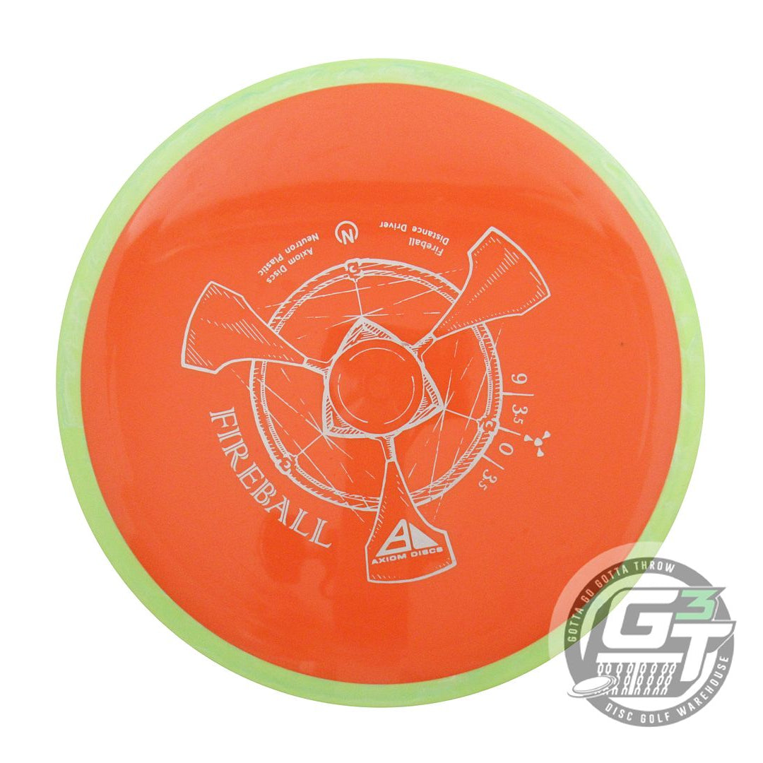 USED Axiom Discs Neutron Fireball 168g Orange Lime Rim Distance Driver Golf Disc