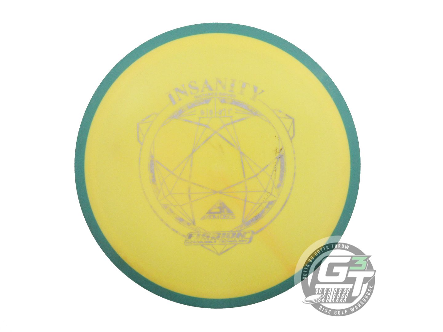 USED Axiom Discs Fission Insanity 174g Marigold Green Rim Distance Driver Disc