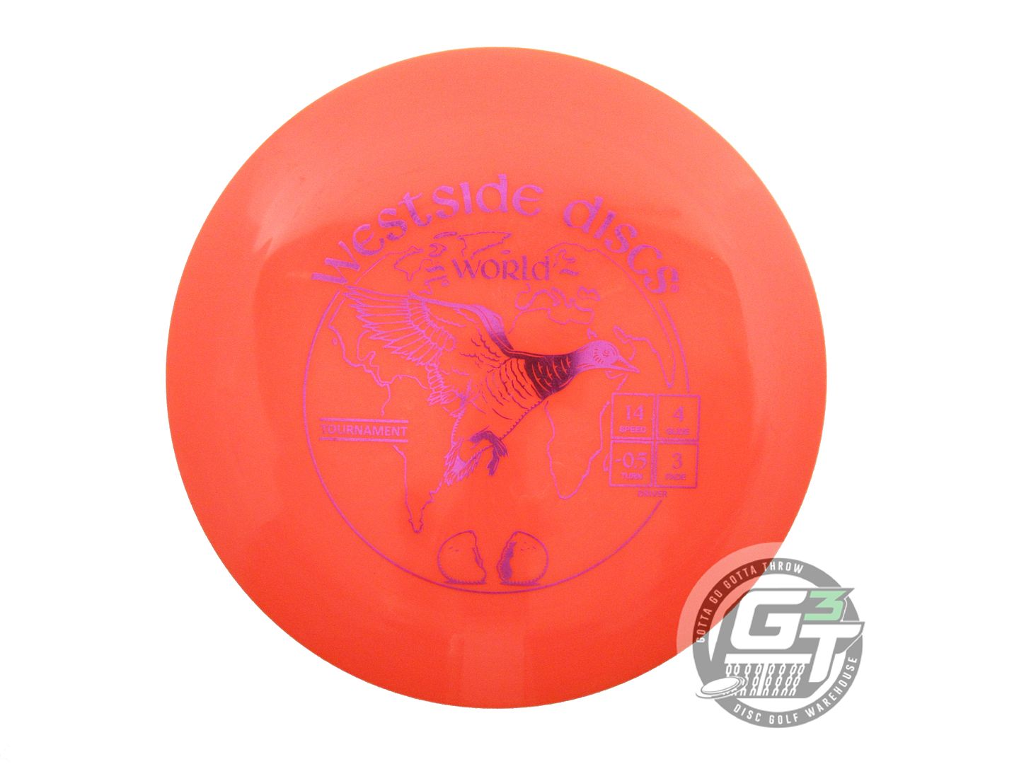 USED Westside Discs Tournament World 173g Orange Purple Foil Driver Golf Disc