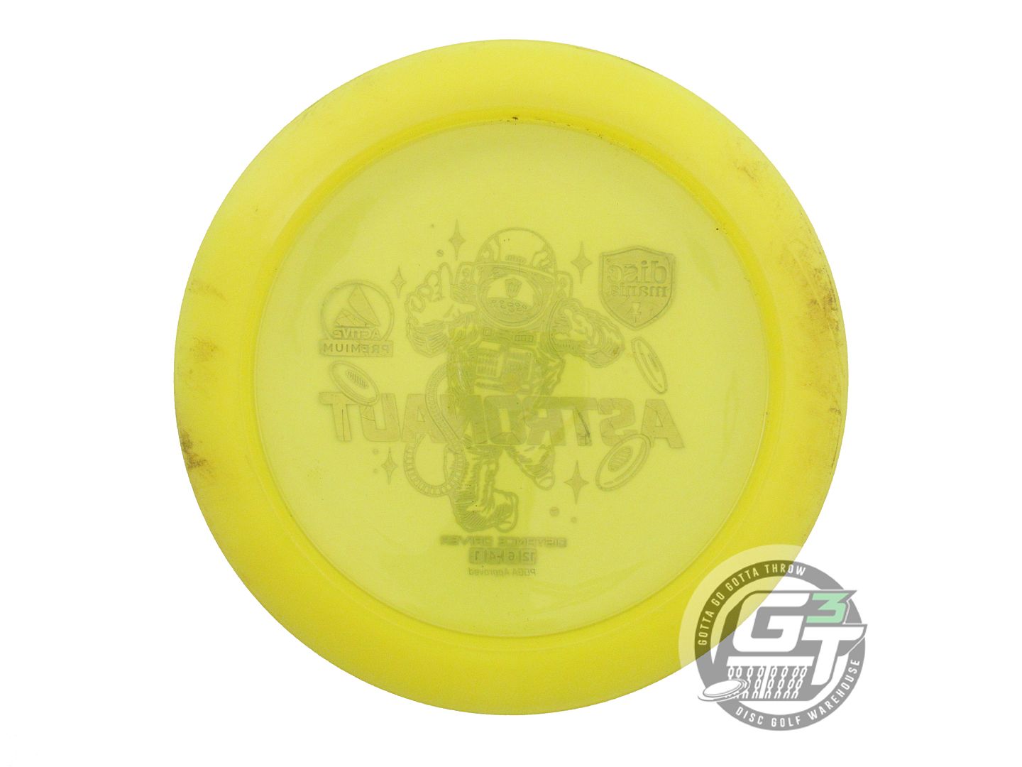 USED DiscMania Active Premium Astronaut 175g Yellow Black Stamp Driver Golf Disc
