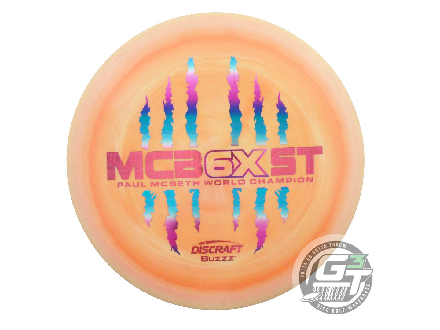 USED Discraft 6X McBEAST ESP Buzzz 178g Orange Miami Foil Midrange Golf Disc