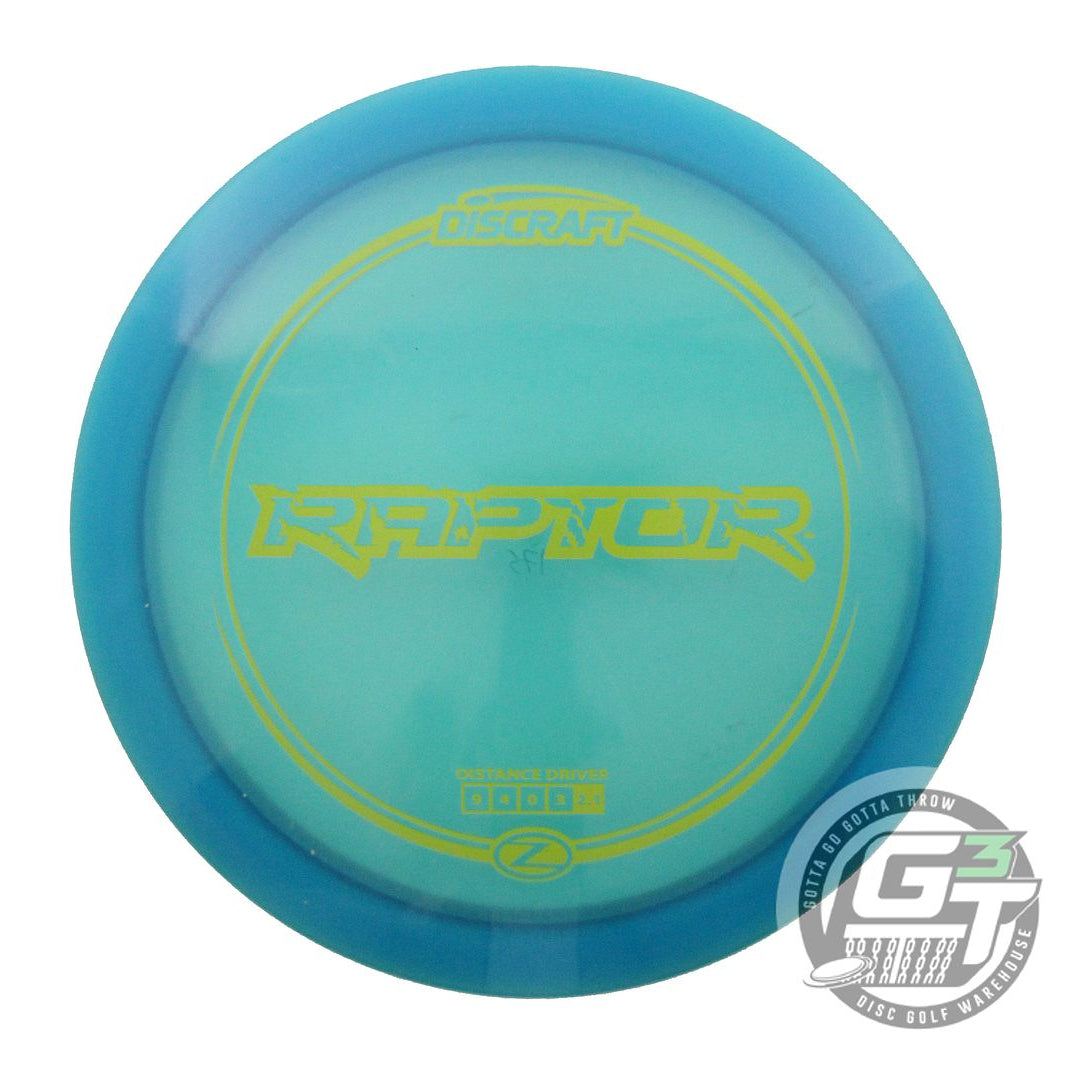 USED Discraft Z Raptor 175g Teal Yellow Stamp Distance Driver Golf Disc