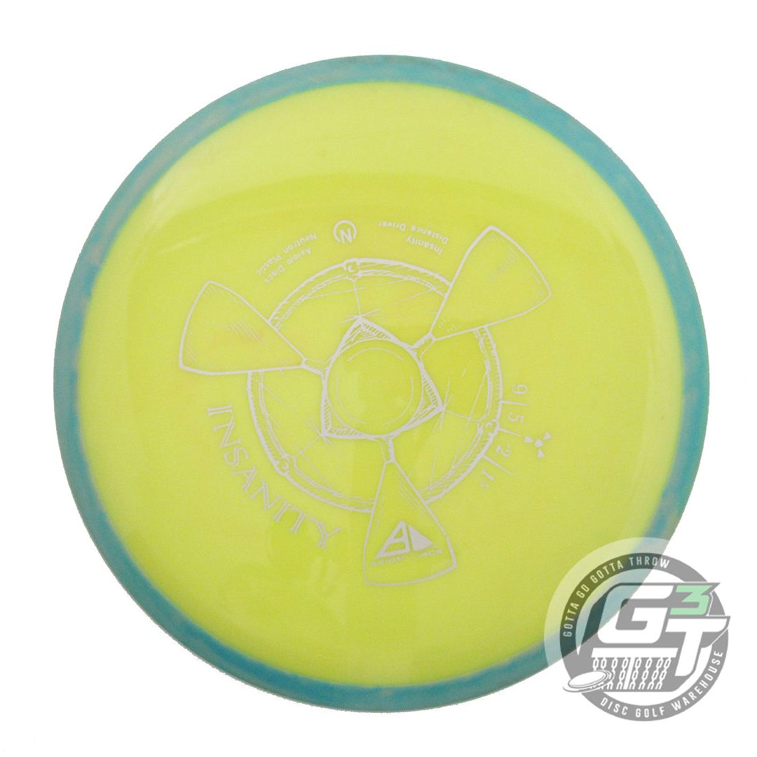USED Axiom Discs Neutron Insanity 172g Yellow Teal Rim Distance Driver Golf Disc