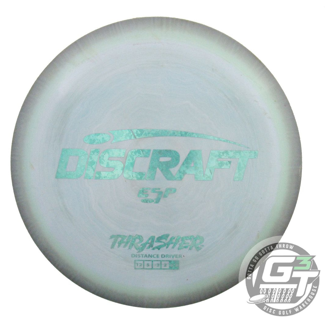 USED Discraft ESP Thrasher 173g Gray-Sky Blue Teal Heart Foil Driver Golf Disc