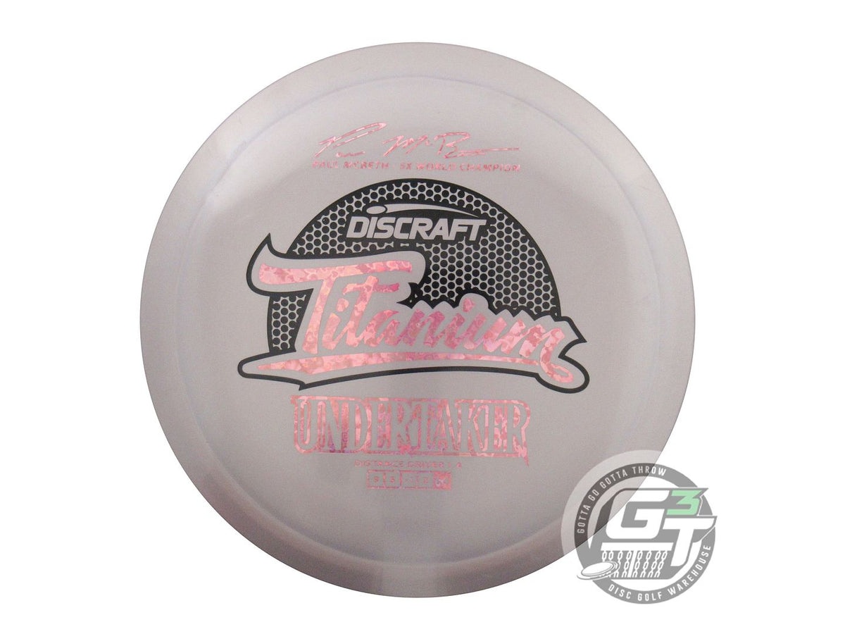 USED Discraft Titanium Undertaker 173g Gray Pink Heart Foil Driver Golf Disc