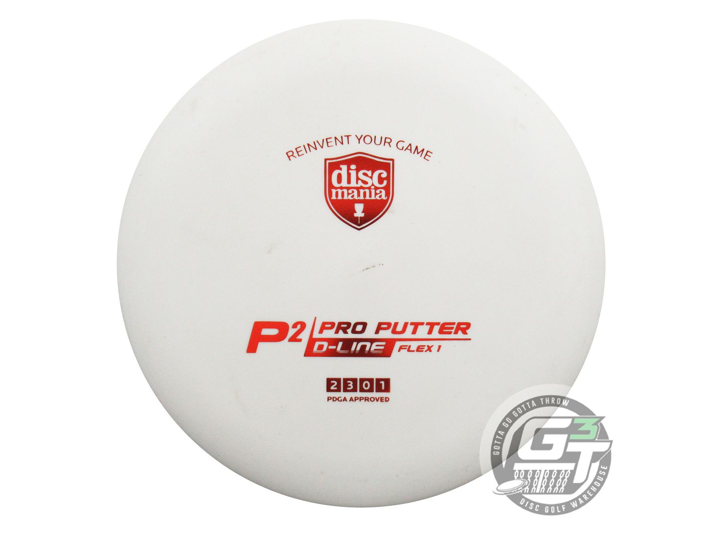USED DiscMania D-Line Flex 1 P2 175g White Red Foil Putter Golf Disc
