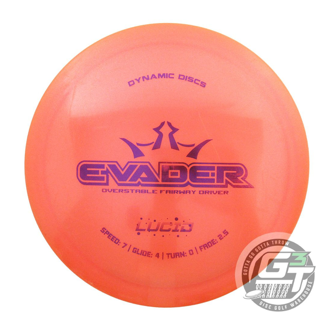 USED Dynamic Discs Glimmer Lucid Evader 176g Orange Purple Foil Driver Golf Disc