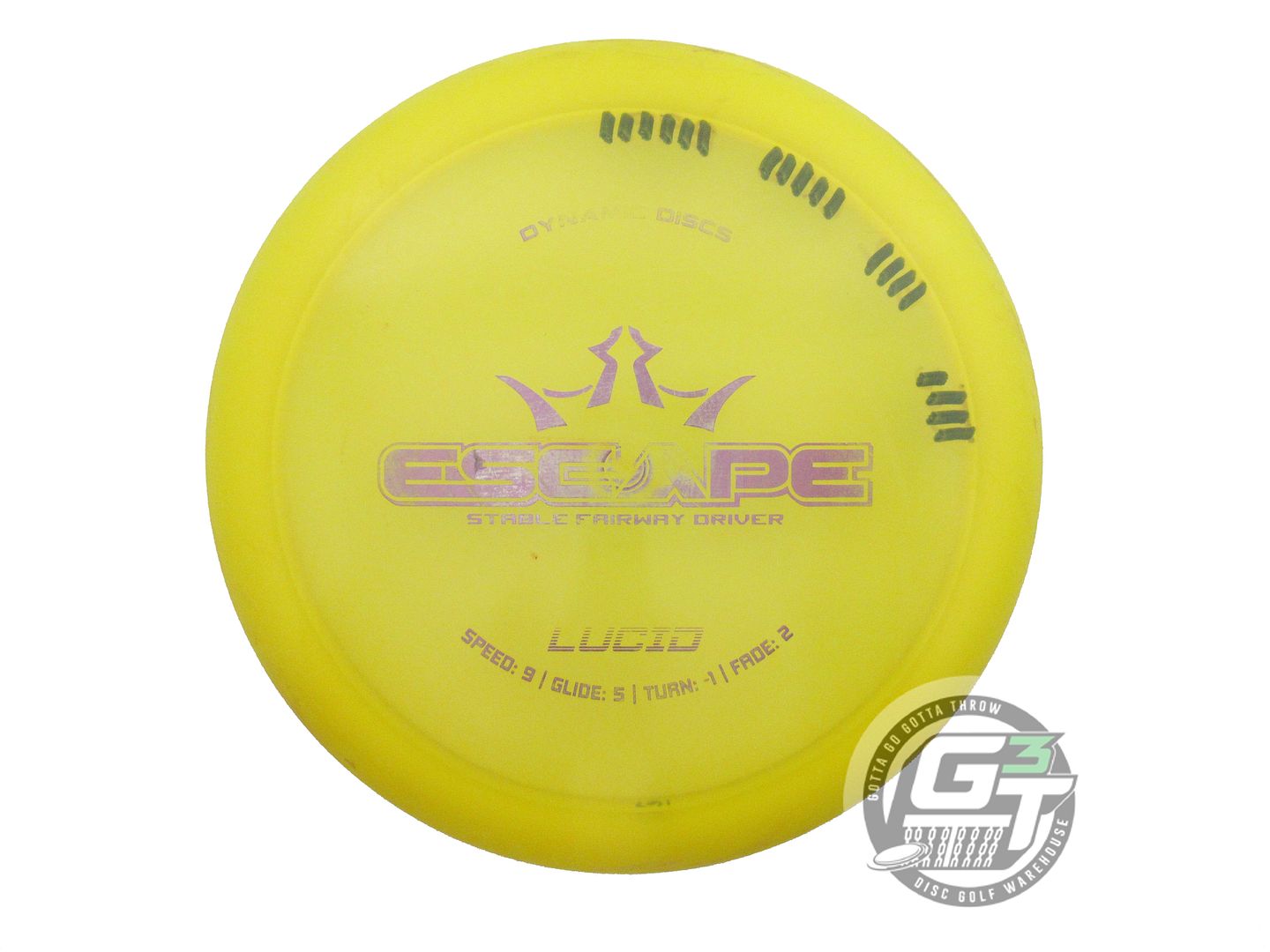 USED Dynamic Discs Lucid Escape 167g Yellow Lilac Foil Fairway Driver Golf Disc