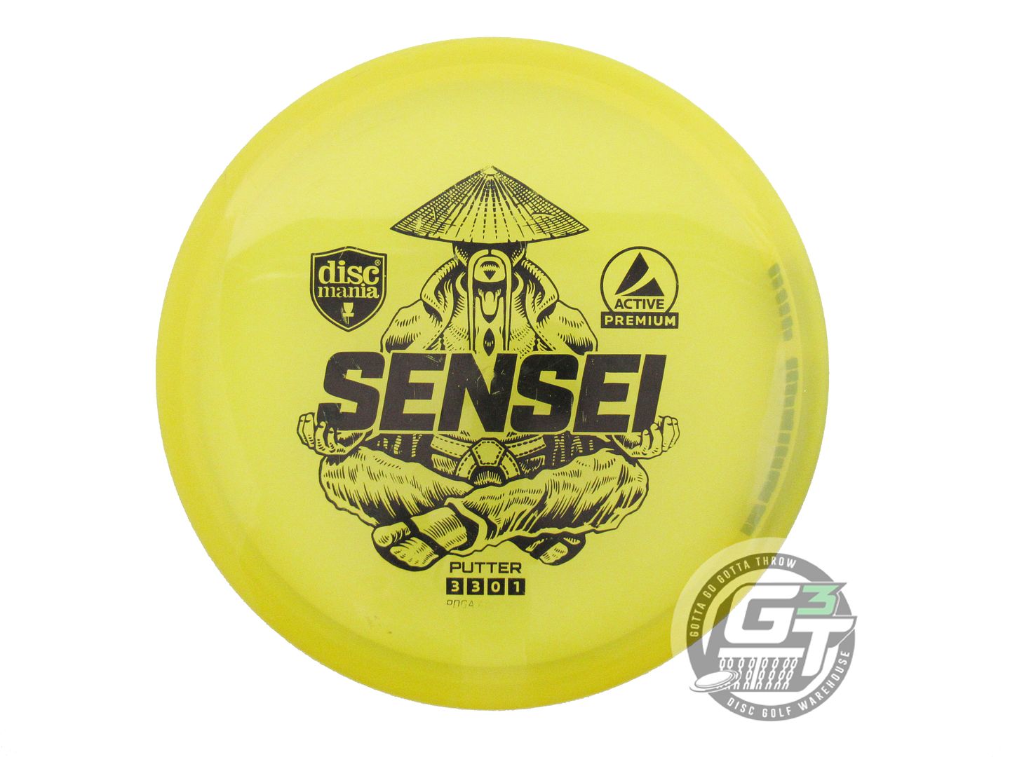 USED DiscMania Active Premium Sensei 174g Yellow Black Stamp Putter Golf Disc