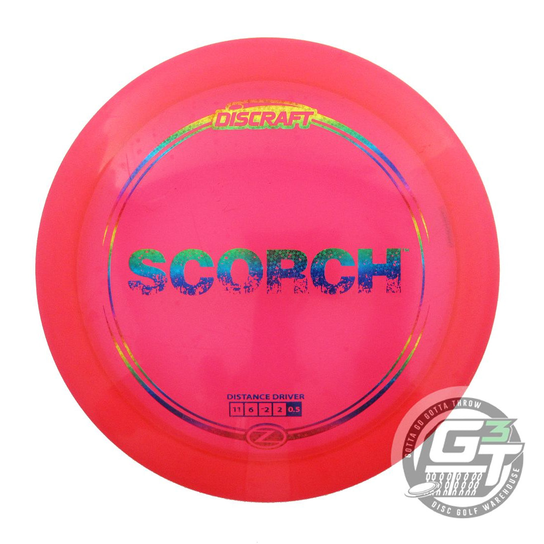 USED Discraft Z Scorch 174g Red Rainbow Star Foil Distance Driver Golf Disc