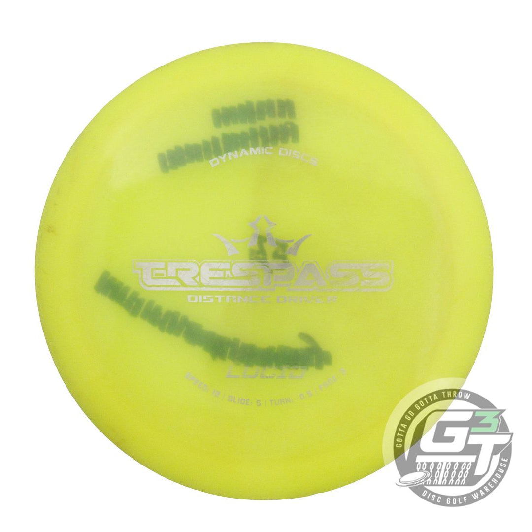 USED Dynamic Discs Lucid Trespass 175g Yellow Silver Stamp Distance Driver Disc