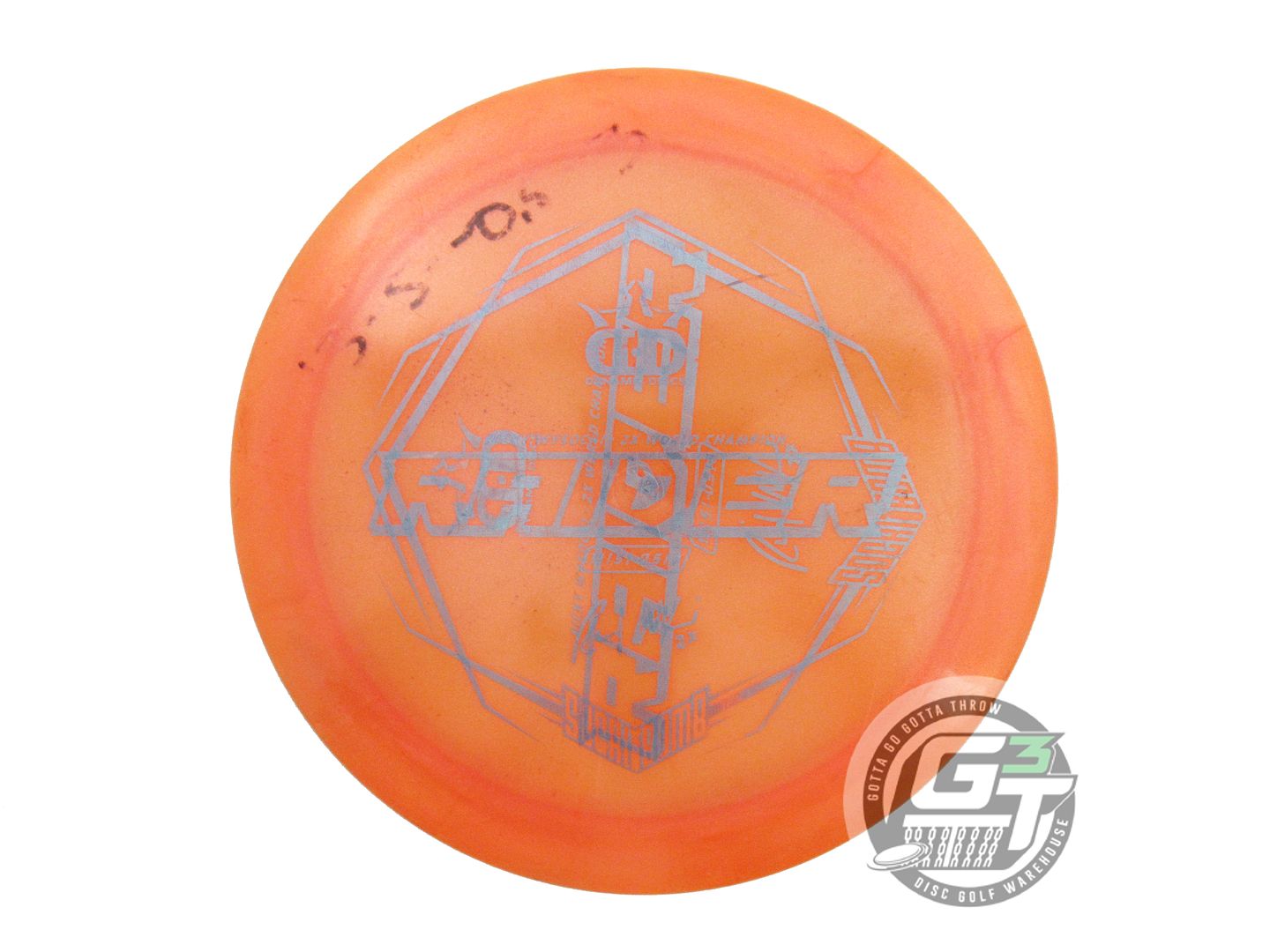 USED Dynamic Discs X-OUT Glimmer Lucid Ice Raider 176g Orange Driver Golf Disc