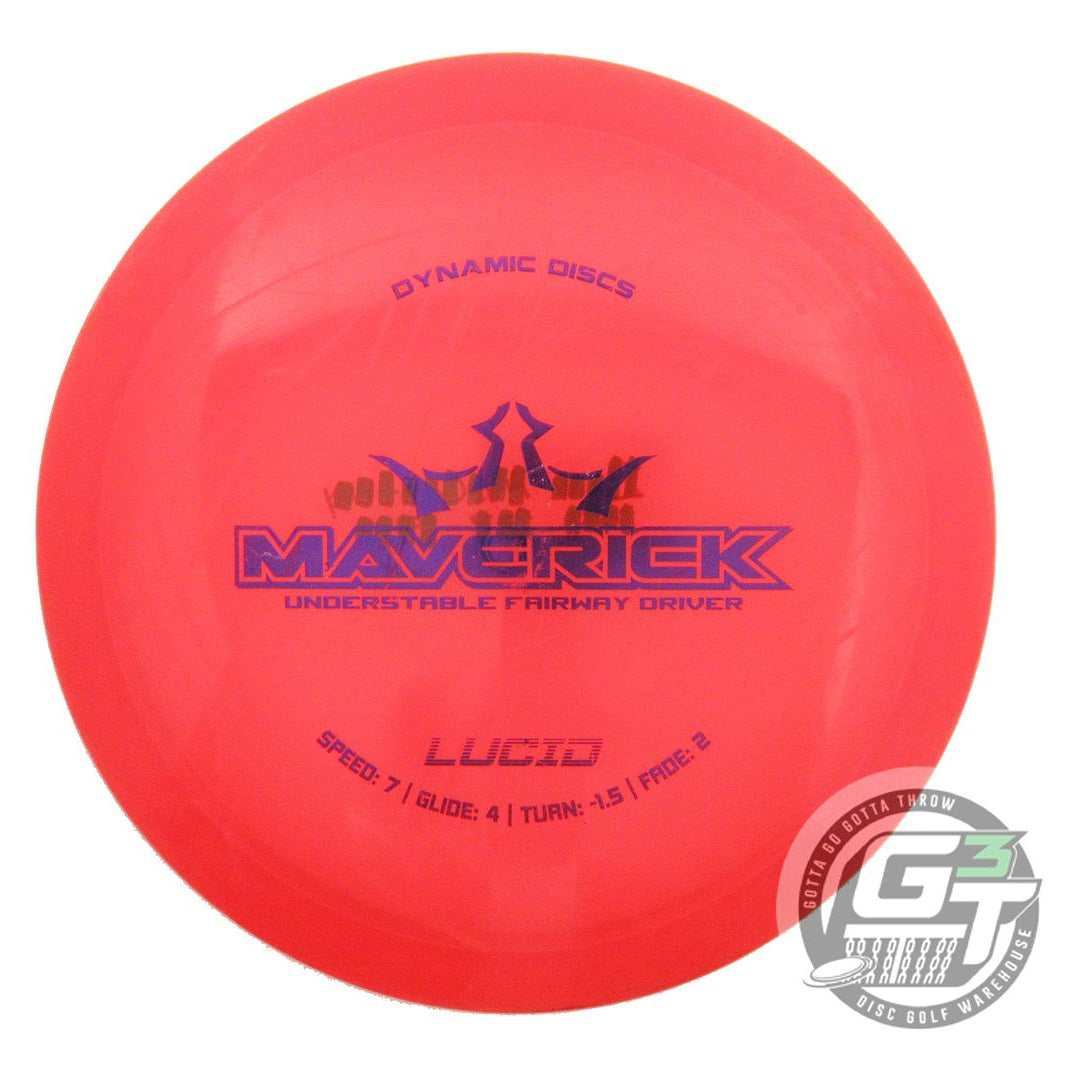 USED Dynamic Discs Lucid Maverick 173g Red Purple Foil Distance Driver Golf Disc