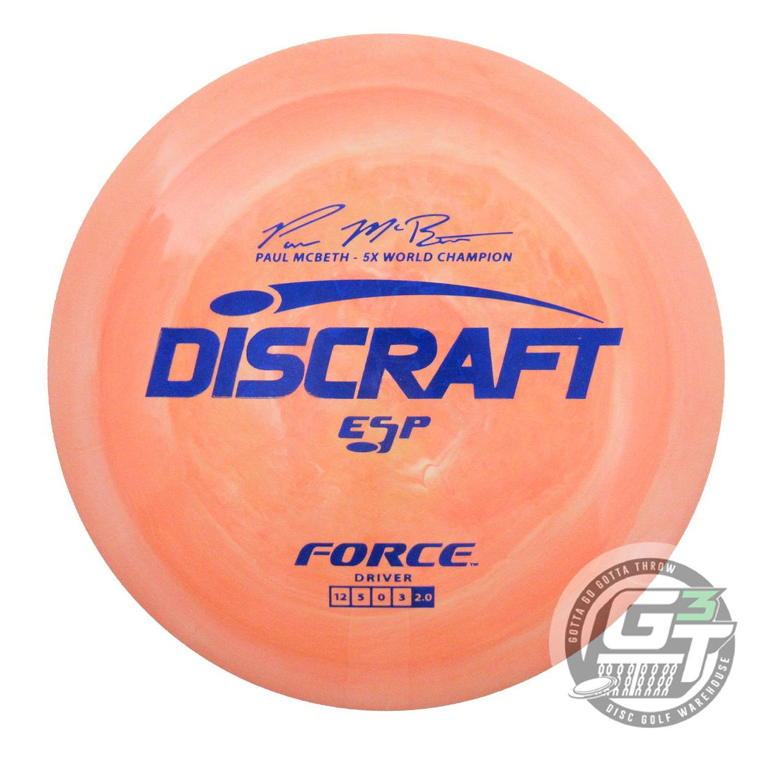 NOS Discraft ESP Force 176g Orange Blue Shatter Foil Distance Driver Golf Disc
