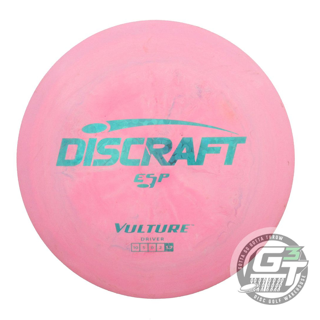 USED Discraft ESP Vulture 180g Pink Teal Flower Foil Distance Driver Golf Disc