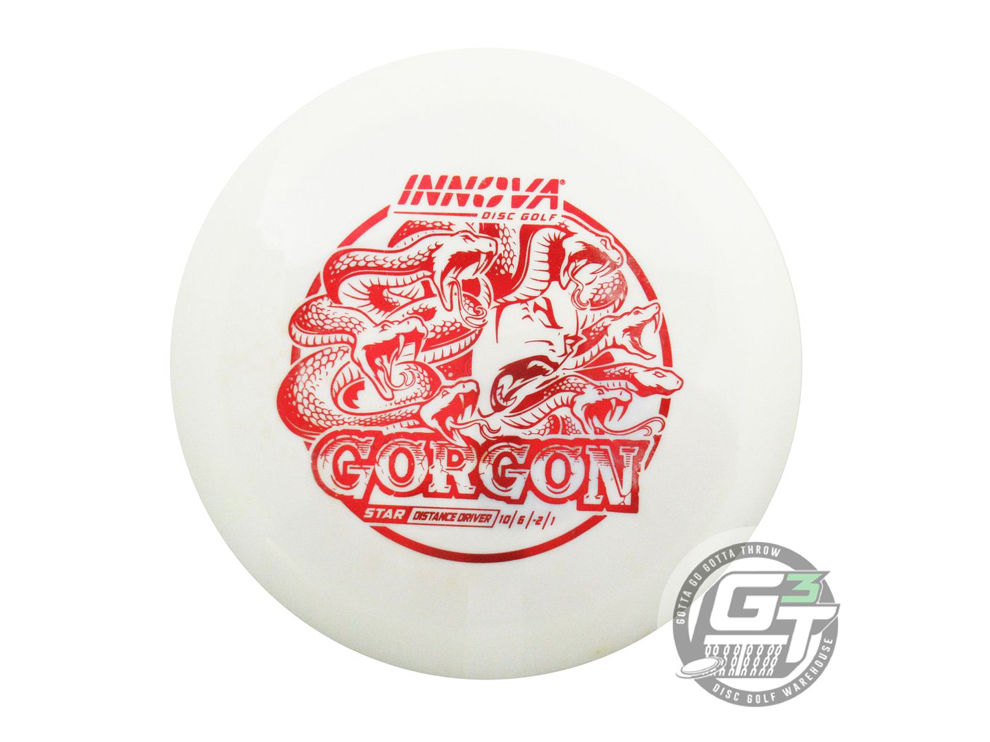 USED Innova Star Gorgon 173g White Red Foil Distance Driver Golf Disc