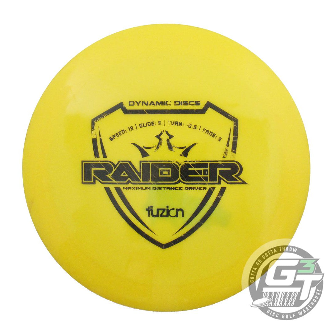 USED Dynamic Discs Fuzion Raider 173g Yellow Black Stamp Distance Driver Disc
