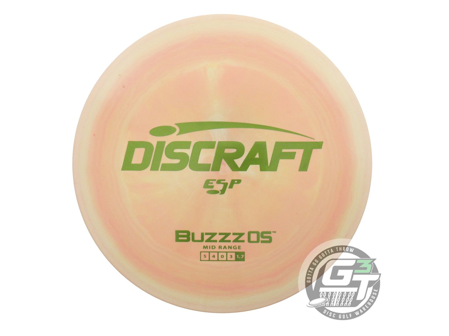 USED Discraft ESP Buzzz OS 178g Peach-Yellow Green Foil Midrange Golf Disc