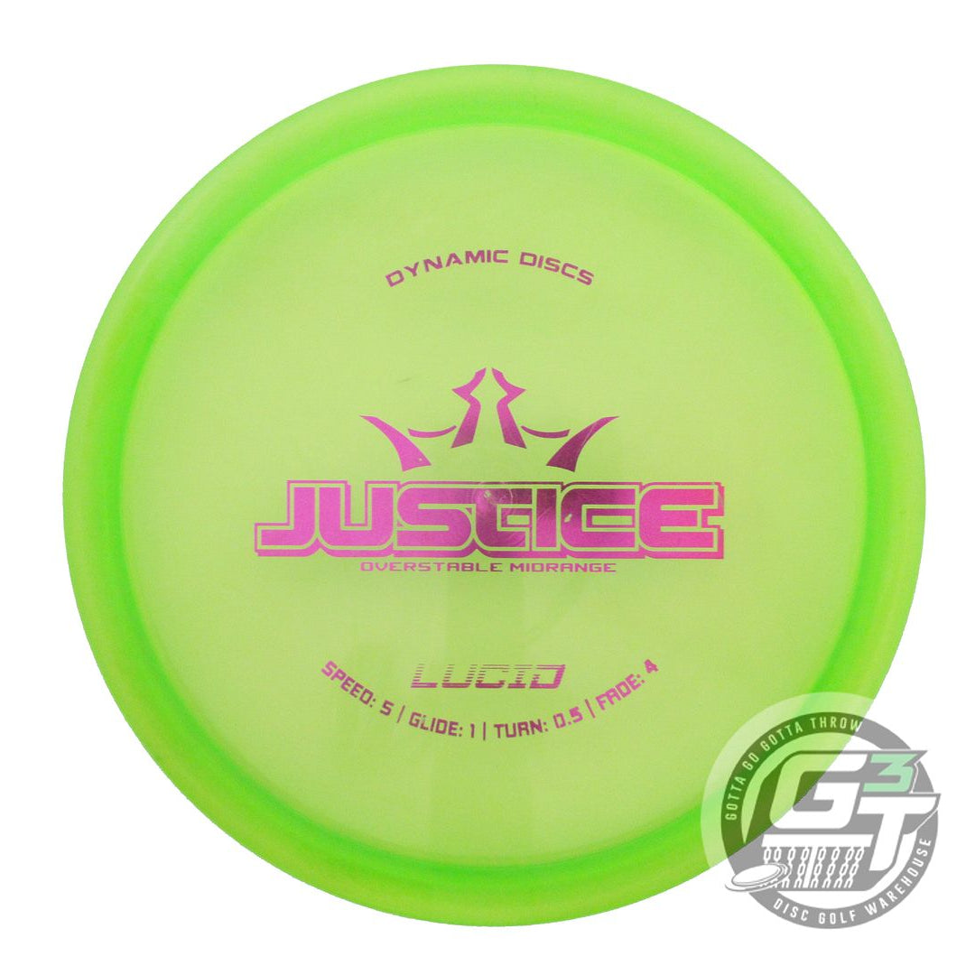 USED Dynamic Discs Lucid Justice 174g Lime Magenta Foil Midrange Golf Disc
