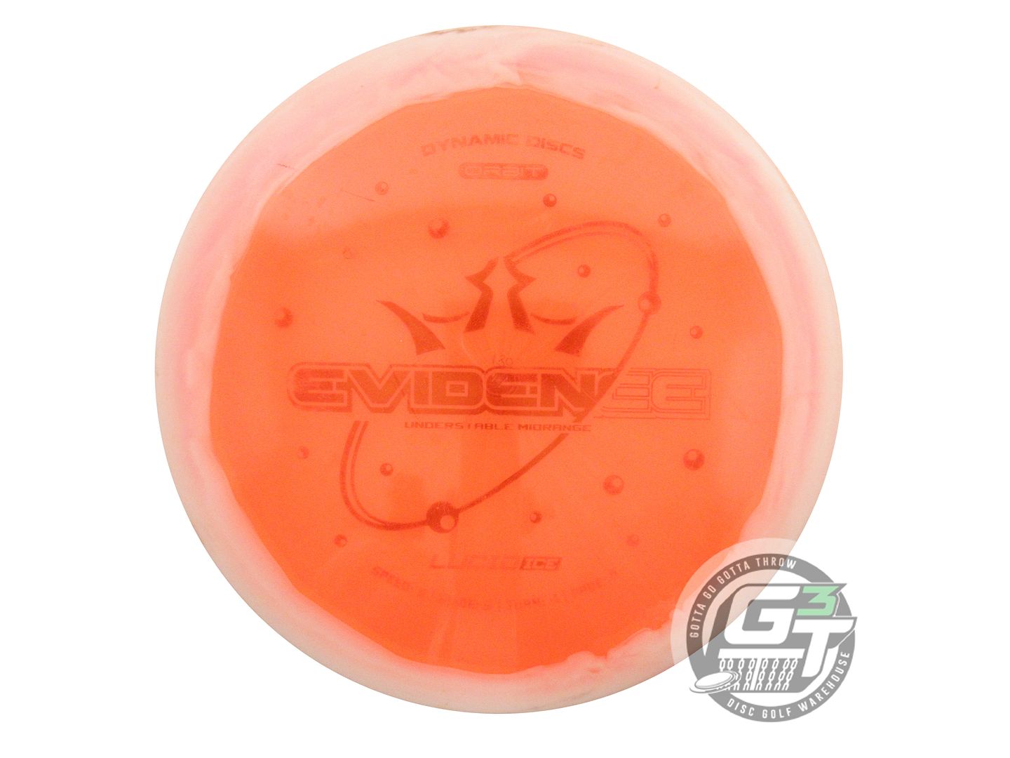 USED Dynamic Discs Lucid Ice Orbit Evidence 180g White-Orange Midrange Golf Disc