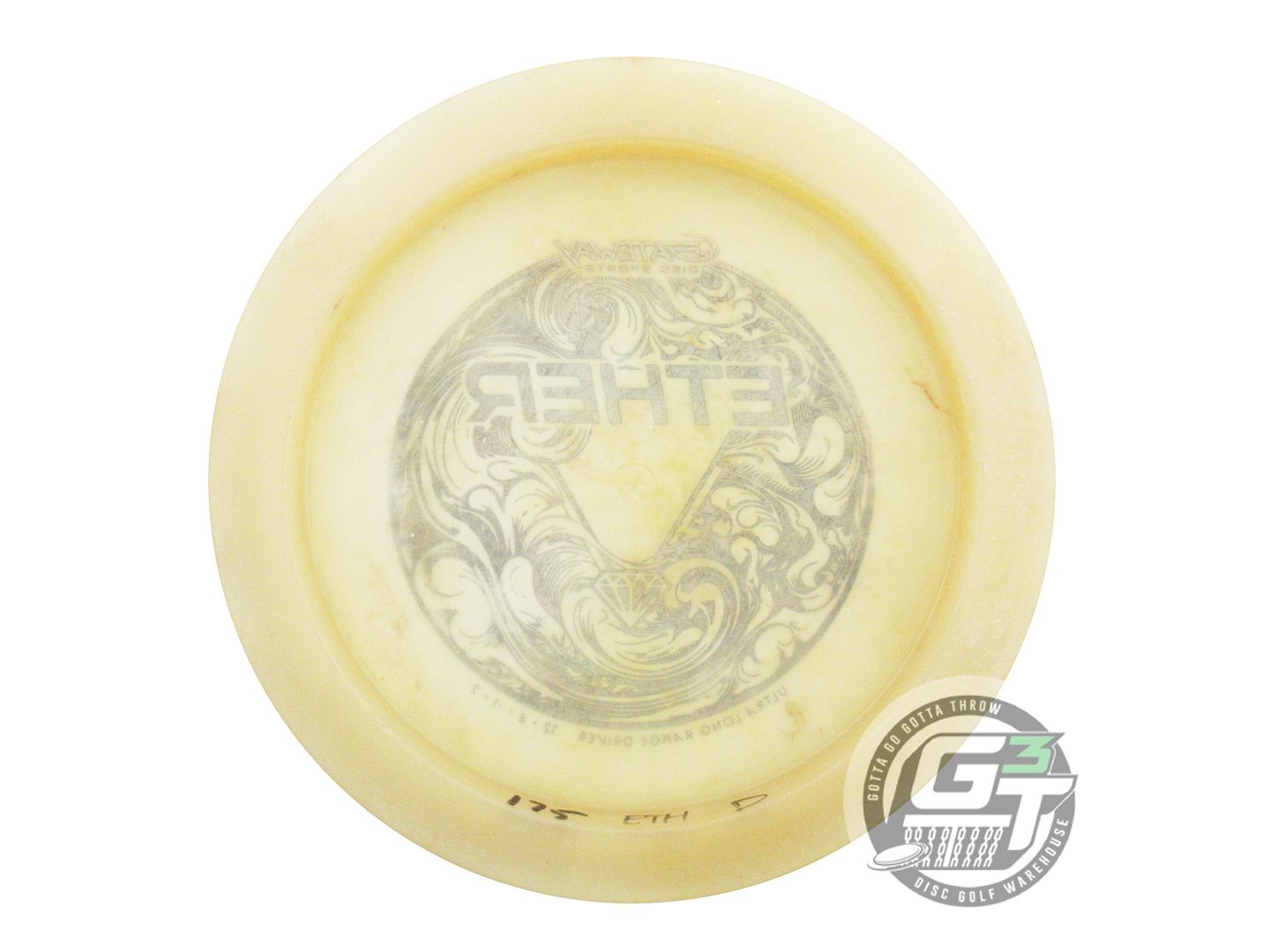 USED Gateway Diamond Ether 175g Cream Black Foil Distance Driver Golf Disc